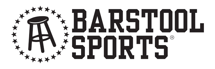 The black Barstool Sports logo featuring a barstool encircled by stars, with bold uppercase text reading "BARSTOOL SPORTS.