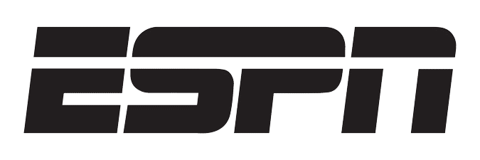 The black ESPN logo in its well-known blocky and italicized font.