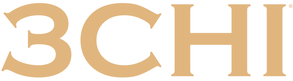 3CHI logo in bold, uppercase, gold-colored text.